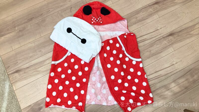 ディズニーで購入したフード付きバスタオル