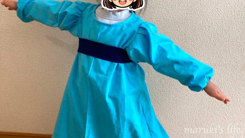 水色ワンピースで手作りした子どものウェンディ仮装
